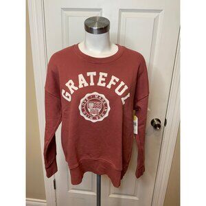 Sundry Rose "Grateful" Sweatshirt W/ Side Zipper, Size XS, NWT! $138